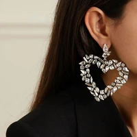 new dangle earrings rhinestone heart shape earrings for wnmen dinner wedding accessories fashion luxury statement jewelry