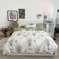 home textile green bouquet bear fashion classic duvet cover bed sheet pillow case single double queen king for home bedding set