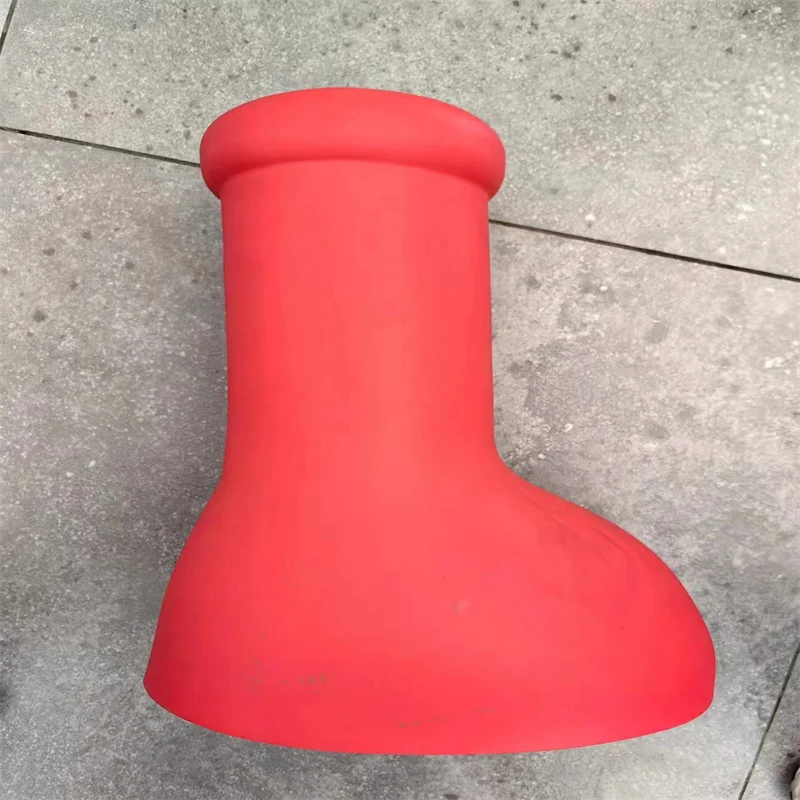 Big Red Knee High Boots Round Toe Balloon Slip on Ladies Casual Boots 2023 New Solid Color Brand High Quality Boots Fashion