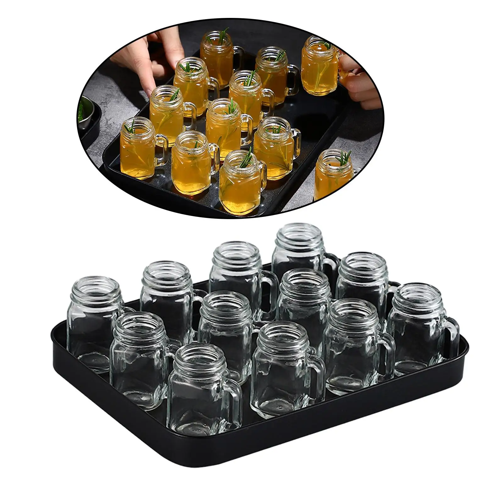 

Shot Glasses with Holder Tray Transparent Cocktails Glass for Christmas Wedding Parties