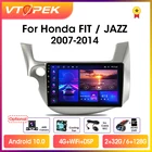 Мультимедийная магнитола Vtopek для Honda, мультимедийный видеоплеер на Android 10,0, экран 10 дюймов, 4G DSP Carplay, 2 din, GPS-навигация, для Honda FIT JAZZ 2007-2014