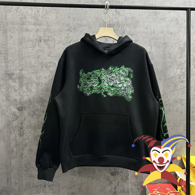 

2023fw HELLSTAR флисовая толстовка для мужчин и женщин лучшее качество черный граффити хип-хоп пуловер с капюшоном