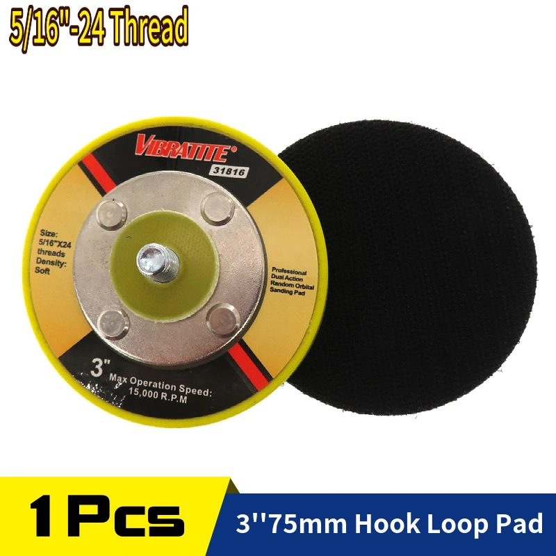 3 Inch 75mm Professional Dual Action Random Orbital Sanding Pad Thickness 16MM 5/16-24 Thread Hook and Loop
