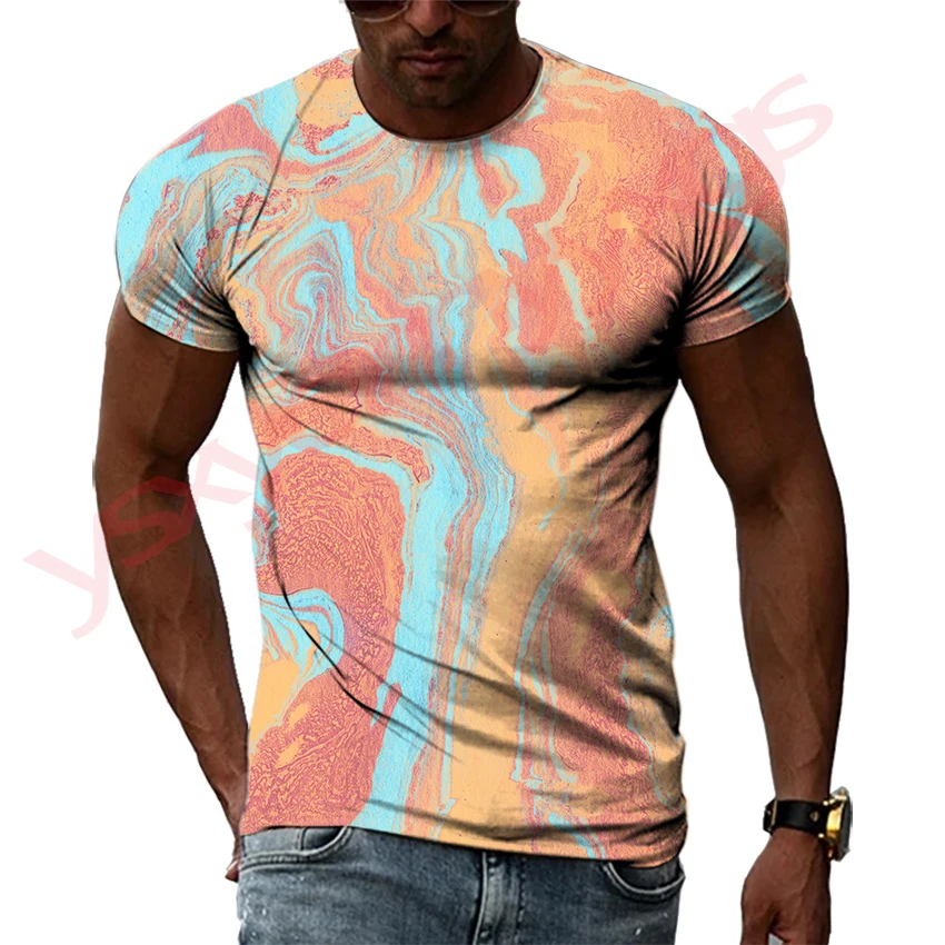 

Summer Trend Creative Preference Abstract Paint Pattern Hip Hop Style Men T-shirts 3D Print Round Neck Tees Short Sleeve Tops