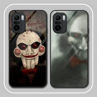 saw horror moive ghost phone case tempered glass for redmi k40 k20 k30 k50 proplus 9 9a 9t note10 11 t s pro poco f2 x3 nfc