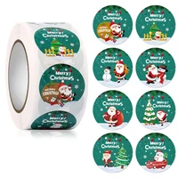 500pcs christmas sticker for envelope round merry christmas sticker 8 designs christmas decoration envelope seal card gift wrap