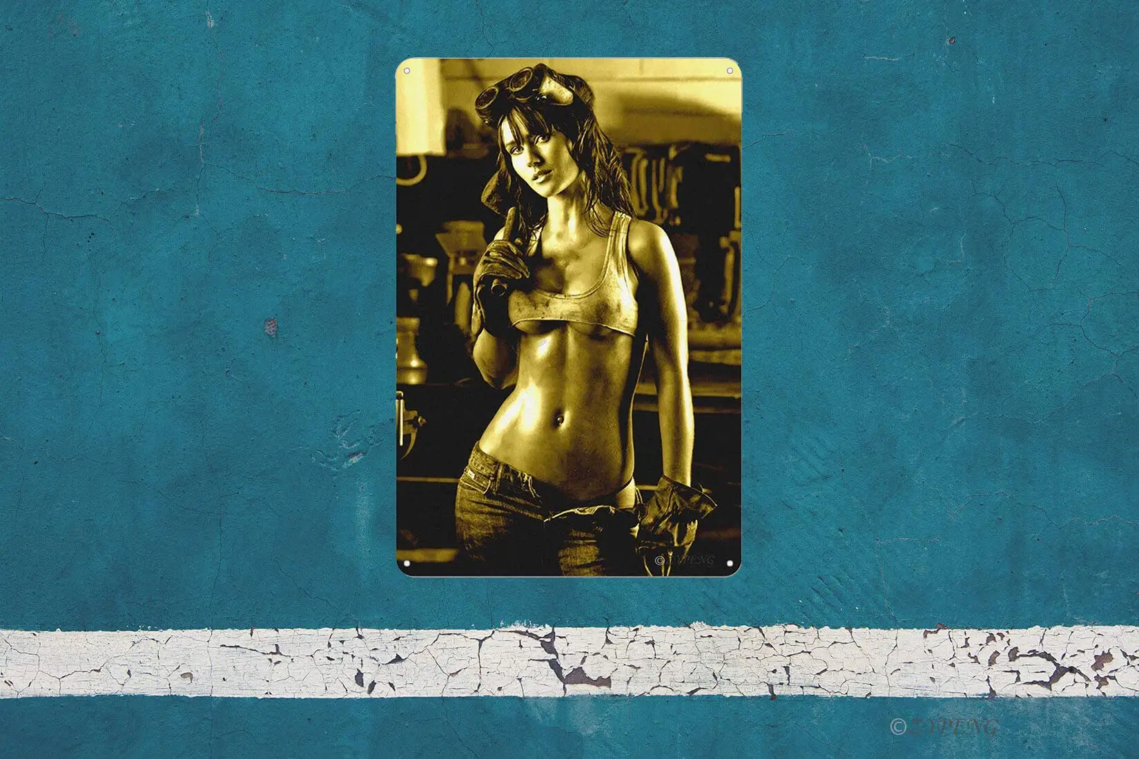 ZYPENG Hammer Time Sexy Pinup Girl Hot Rod Garage Shop мужская пещера Декор металлический жестяной знак