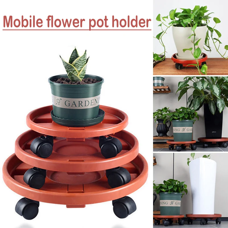 

Подвижная подставка для растений, поднос для цветочных горшков с универсальным колесом, Тяжелая подставка для горшков для помещений, улицы,...