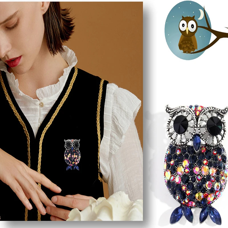 

Vintage Owl Brooch Corsage Scarf Lapel Pin Broches Jewelry Women Lady Sweater Hats Accessories