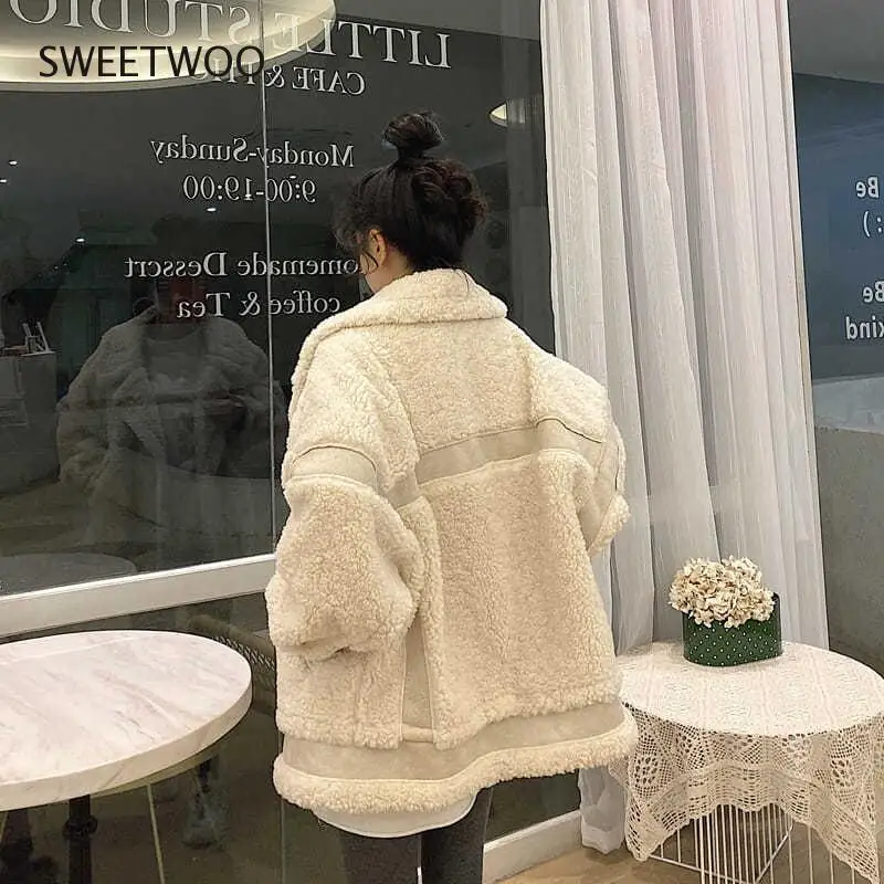 Women Autumn Winter Faux Fur Coat Female Loose Casual Warm Soft Fake Fur Jacket Plush Overcoat Pocket Wild Teddy Coats Slim Tide