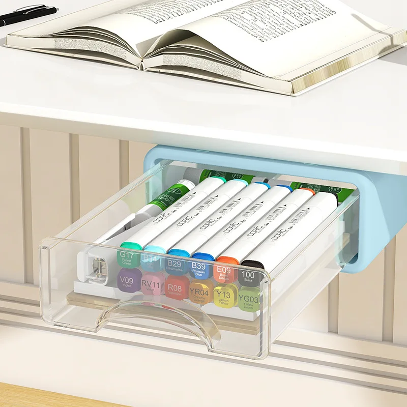 

Under-desk Drawer Storage Box Self-adhesive Hidden Organizer Pen Box Sundries No Drilling Storage Drawers Office Bedroom Drawer