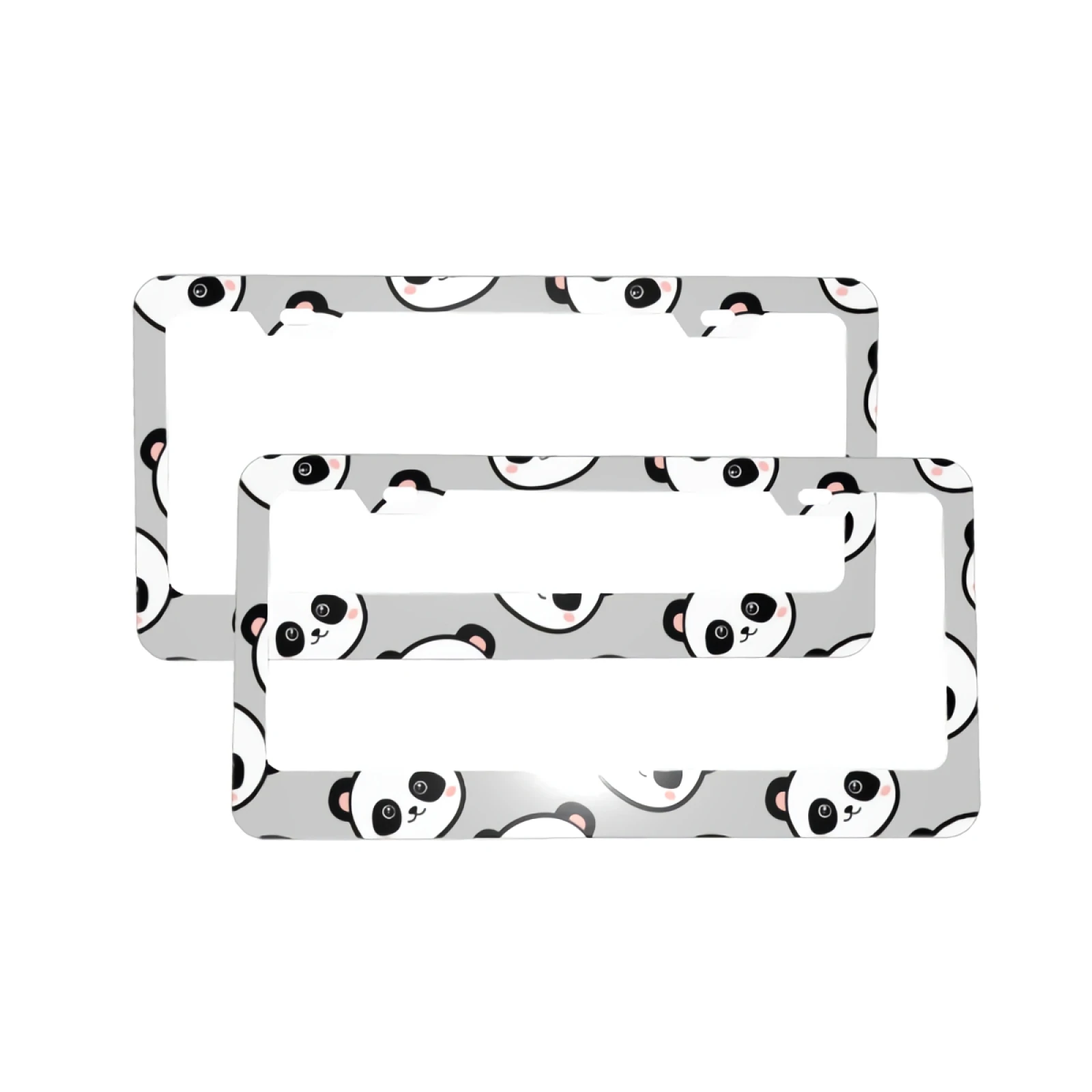 Набор из 2 алюминиевых рамок для номерных знаков в виде милой панды, стандартные автомобильные держатели с 2 отверстиями, 12x6 дюймов