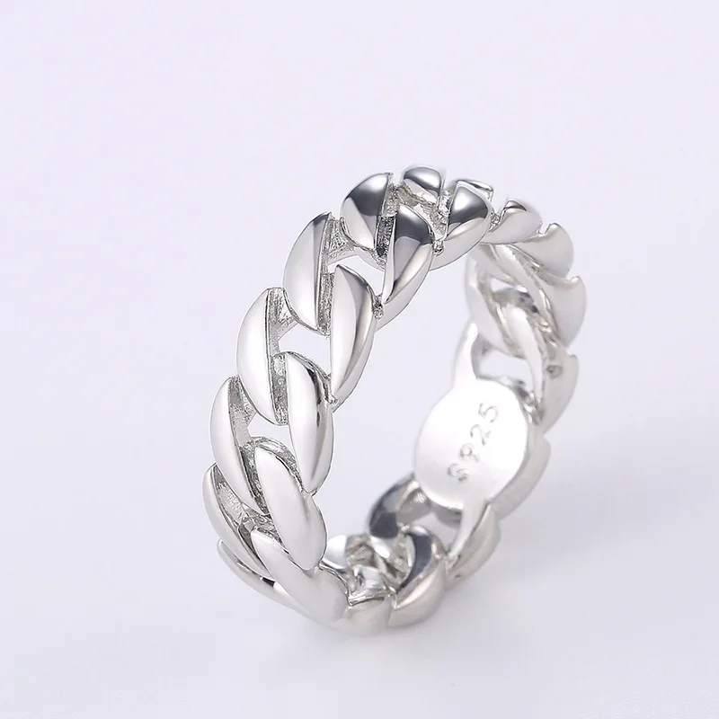 

Daicy Wholesale Hot Selling High Polish Latest Design 925 Silver LOGO Mens Cuban Ring Jewelry