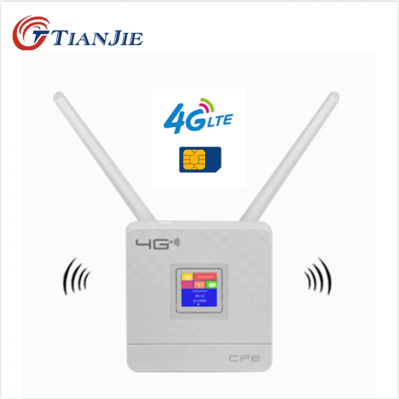 

2023 TIANJIE RJ45 WAN/LAN Router 4G WIFI LTE Unlock CPE 300Mbps Wireless SimCard+Antenna+Ethernet Port Hotspot Broadband Modem