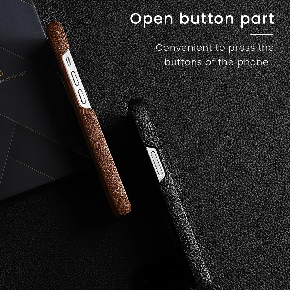 Genuine Cowhide First Layer Leather Phone case for iphone 14 Pro Max Plus 13 12 11 SE 2 3 XR XS Half-Wrapped Armor Back Cover