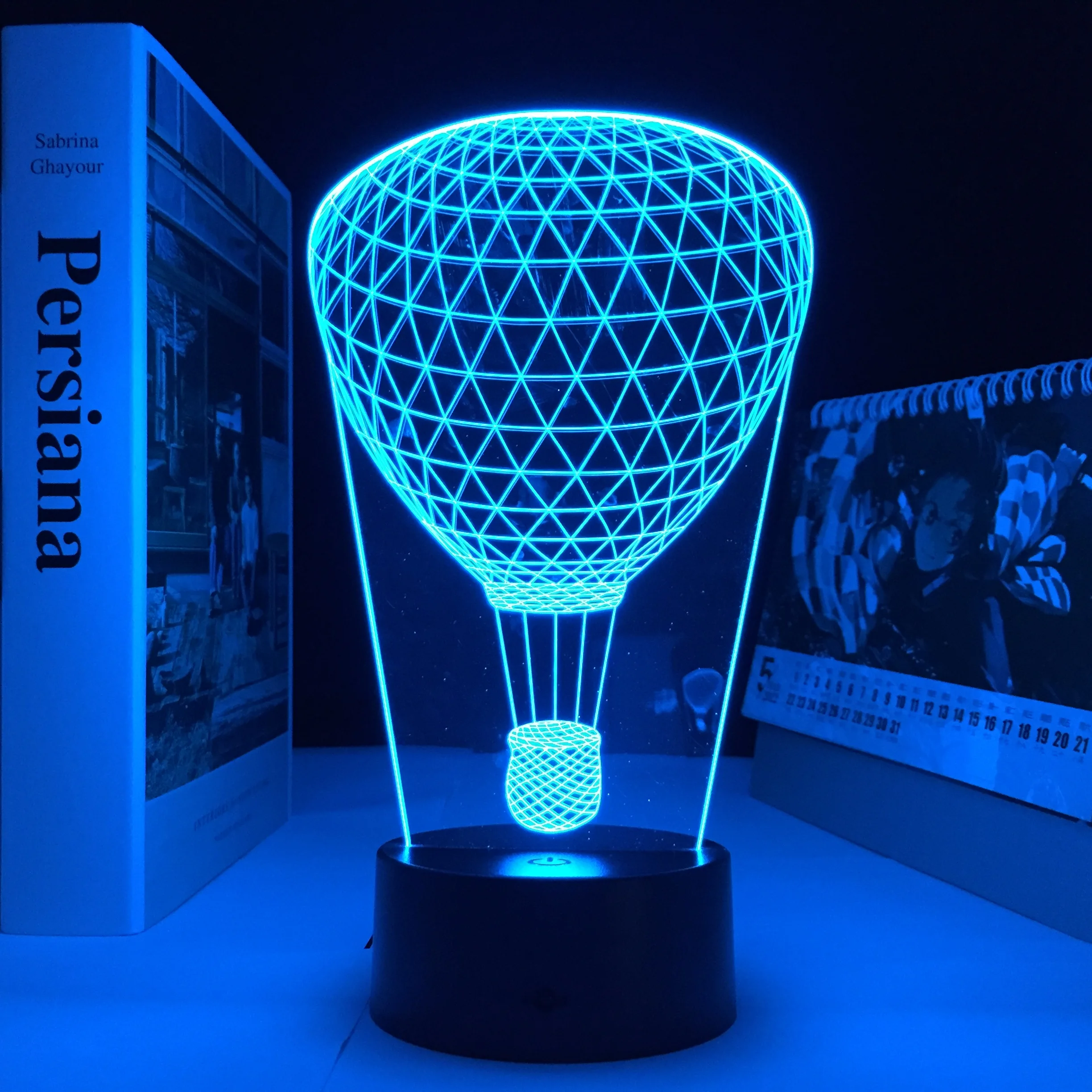 

Hot Air Balloon 3D Lamp For Bedroom Decoration Visual Light Effect Multi-color with Remote Battery Operated LED Night Light ht
