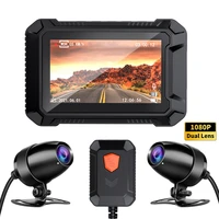 motorcycle driving recorder waterproof motorcycle dash cam 1080p dual lens front and rear loop recording dvr 3 0 inch ips
