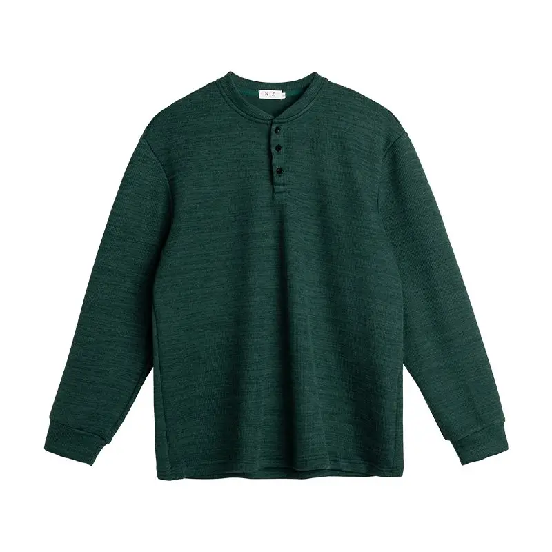 Мужская футболка с длинным рукавом и воротником Генри