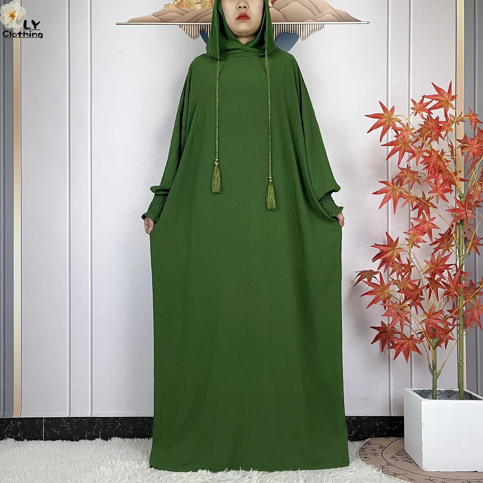 Новый стиль Рамадан Мусульманские две шляпы с длинным рукавом Абая Femme Ислам