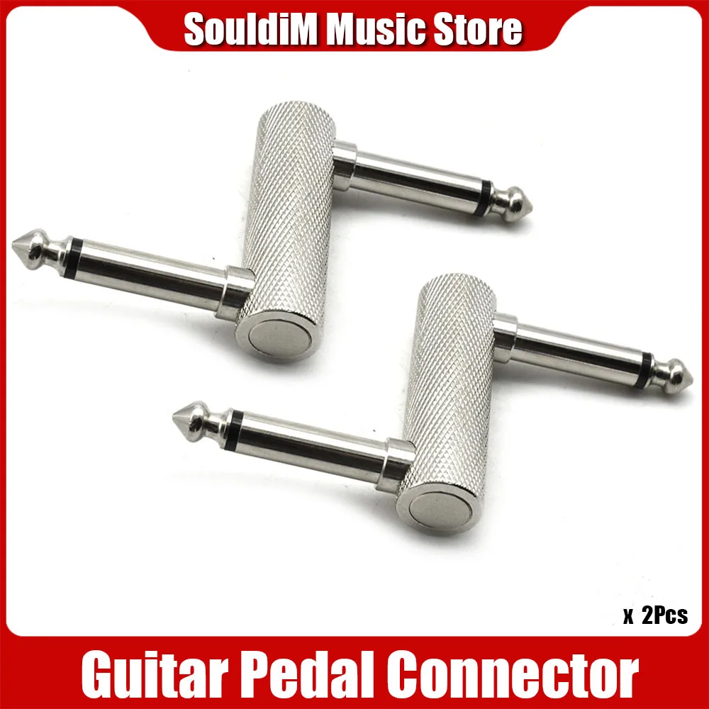

2Pcs Z Type 6.35mm Guitar Effect Pedal Connector Thread Connector Audio Adaptors Connecting Jack Chrome