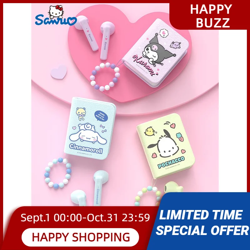 

Sanrio Kuromi Bluetooth-наушники Cinnamoroll; Настоящая беспроводная гарнитура; Спортивные шумоподавляющие наушники; Сенсорное управление; Игровые наушники