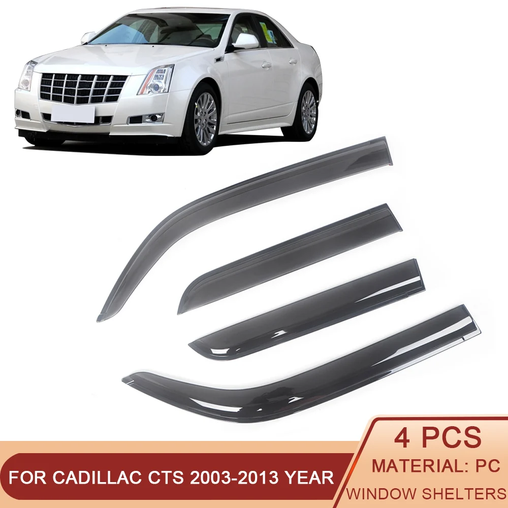 

For Cadillac CTS 2003-2013 Auto Side Window Wind Deflectors Visors Black Rain Guard Door Visor Vent Shades Dark Smoke Ventvisor