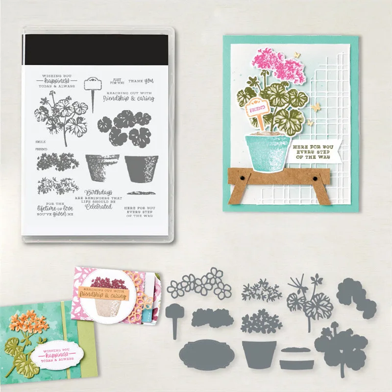 

New Arrival 2022 Plants Metal Cutting Dies and Clear Stamps DIY Scrapbooking Card Stencils Paper Crafts Making Photo Album Decor