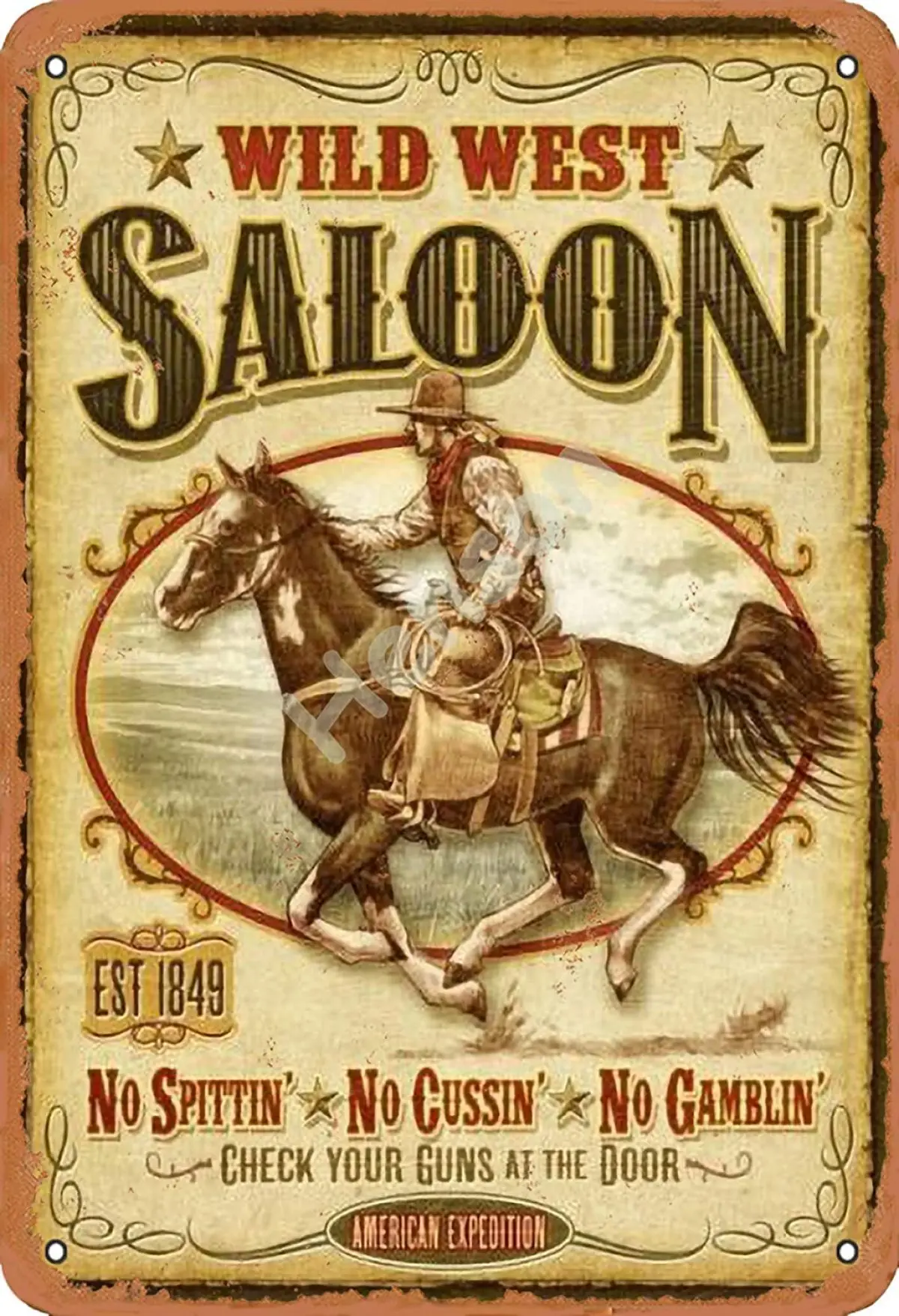 

Wild West Saloon Vintage Tin Sign Art Iron Painting Rusty Poster Decoration Aluminum plaque