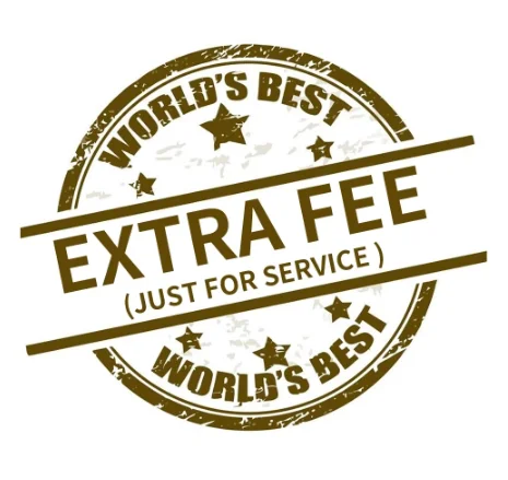 

Extra fee (just for service ) Russia