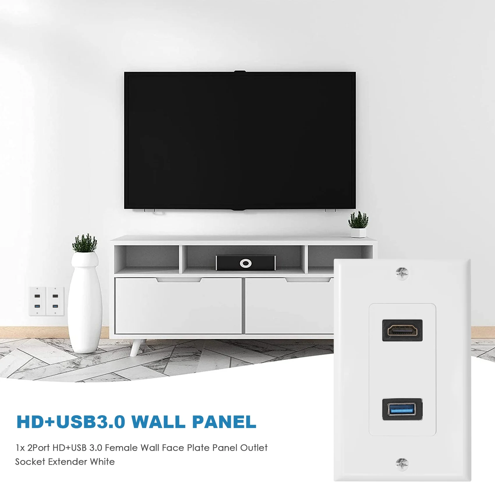 

1x розетка с 2 портами HDMI + USB 3,0, белая