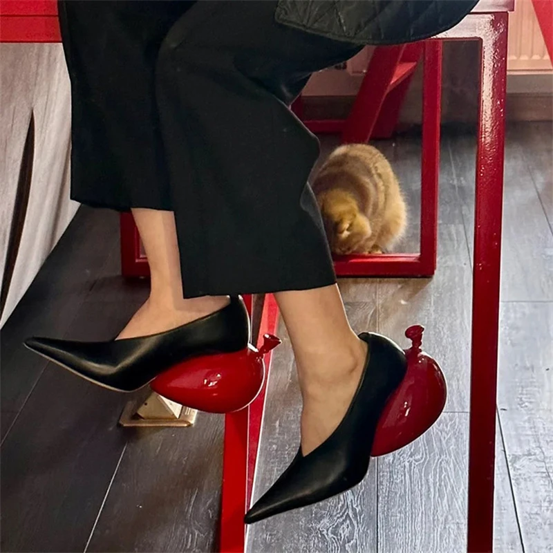 2023 Balloon Heel Pumps Women Shoes Sexy Pointed Toe New Design Ladies Shoes Fashion Show Slip-on Novelty Zapatos Para Mujeres