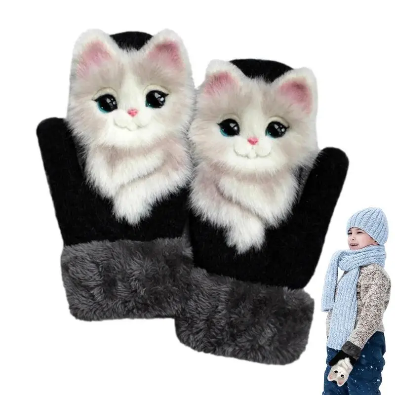

Женские зимние перчатки, милые женские перчатки с мягкими манжетами, зимние утепленные варежки с пальцами для детей, женщин и взрослых