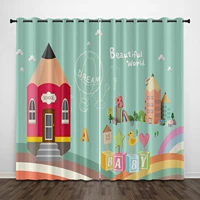 2pcs set cartoon digital printed blackout curtains for kids living room window bedroom curtain ready made finished drapes