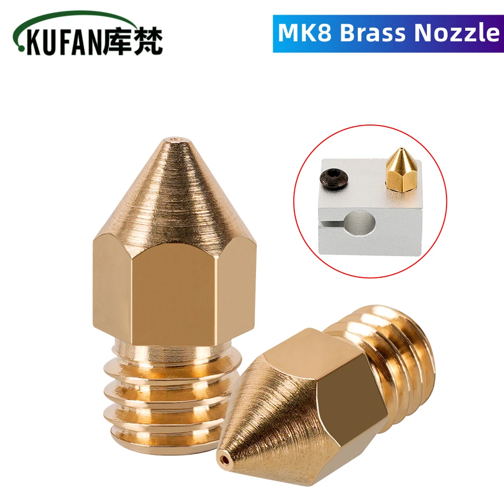 

5/10pcs MK8 Brass Nozzle 1.75/3.0mm Filament Extruder Print Head Nozzle 0.2/0.3/0.4/0.5mm for CR10 CR10S Ender3 3D Printer Parts