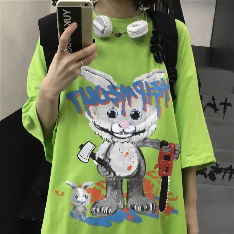 

Short Sleeve Tees Graphic Top Japanese Streetwear E Girl Anime Tshirt Clothes Harajuku Kawaii Summer Tops For Women 2022 T Shirt