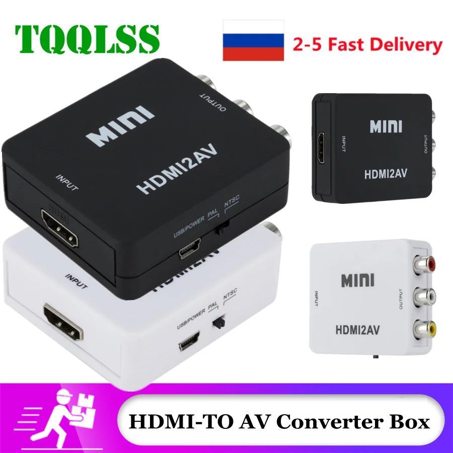 1080P HDMI-совместимый конвертер AV CV SB L R видеобокс HD с RCA поддержка ТВ NTSC PAL выход в |