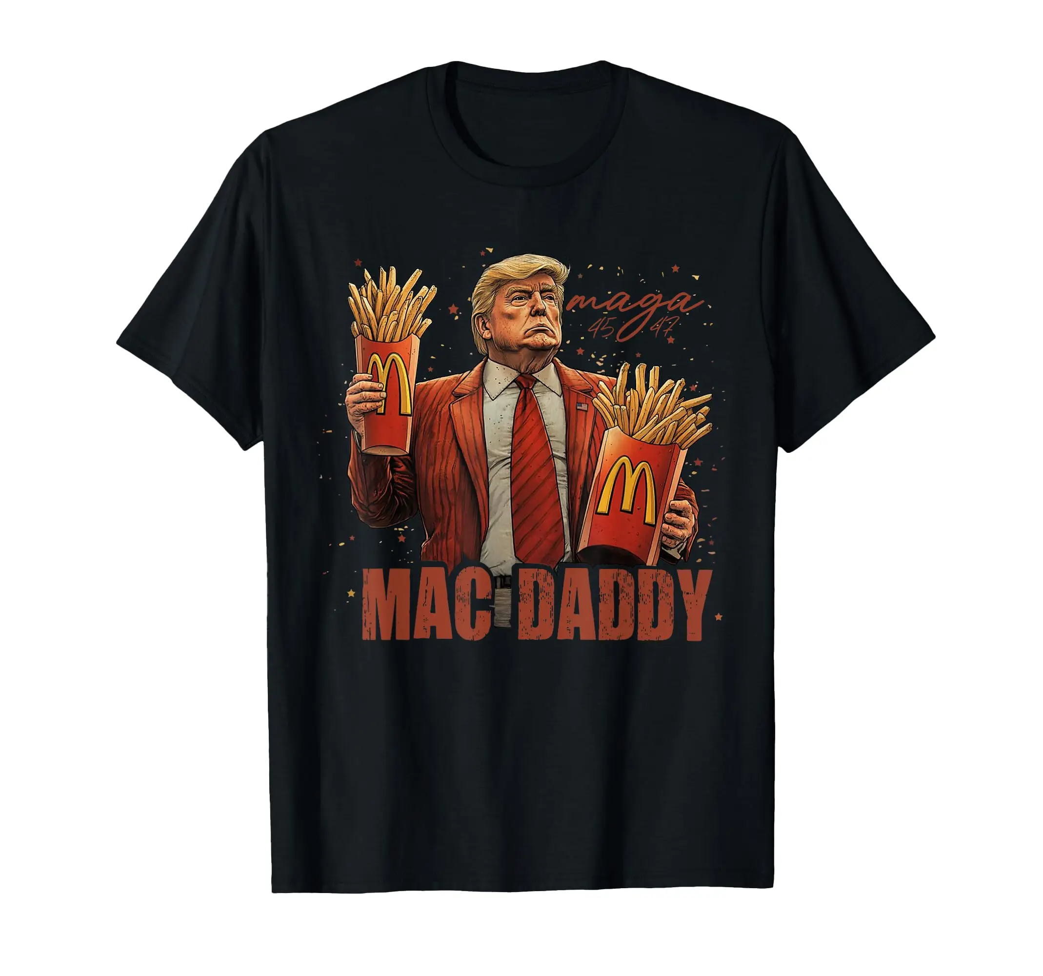 Забавная футболка Trump Mcdon 2024 фаст-фуд Mac Daddy Hamburger Fry хлопковые топы