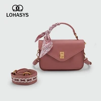 lohasys brand women shoulder bag high quality women bag top master design luxury messenger bag silk scarf decoration