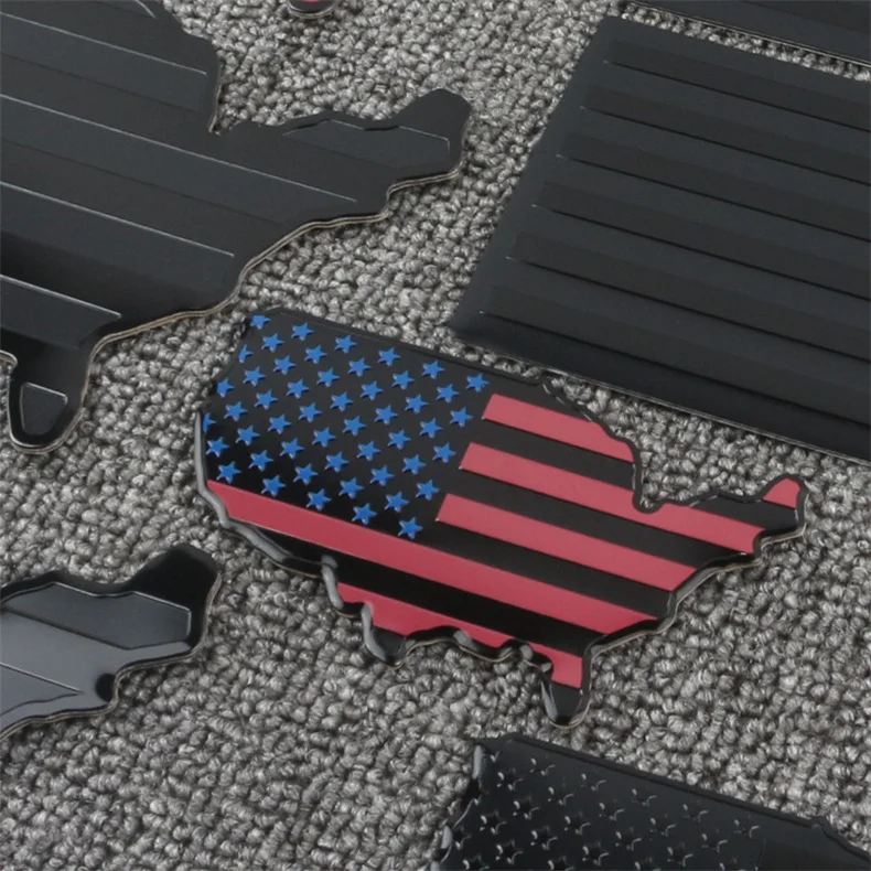 

3D Aluminium American Emblem Decal Side Black USA Flag Maps Stickers for Car Truck SUV Motorbikes Rear Tail Trunk Badges Styling