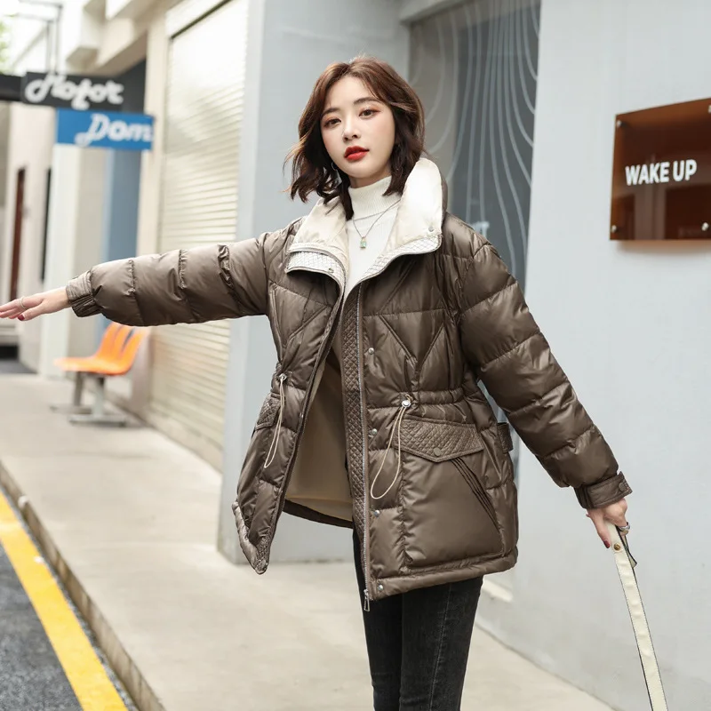 Winter New Temperament White Duck Down Warm Jacket Small Waist Slim Down Jacket Women's Clothing