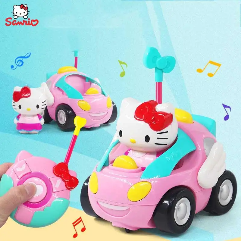 

Кавайный оригинальный Sanrio, детская игрушка Hello Kitty, автомобиль с дистанционным управлением, мультяшный аниме игрушечный автомобиль, яркое освещение, забавные звуковые эффекты, подарок