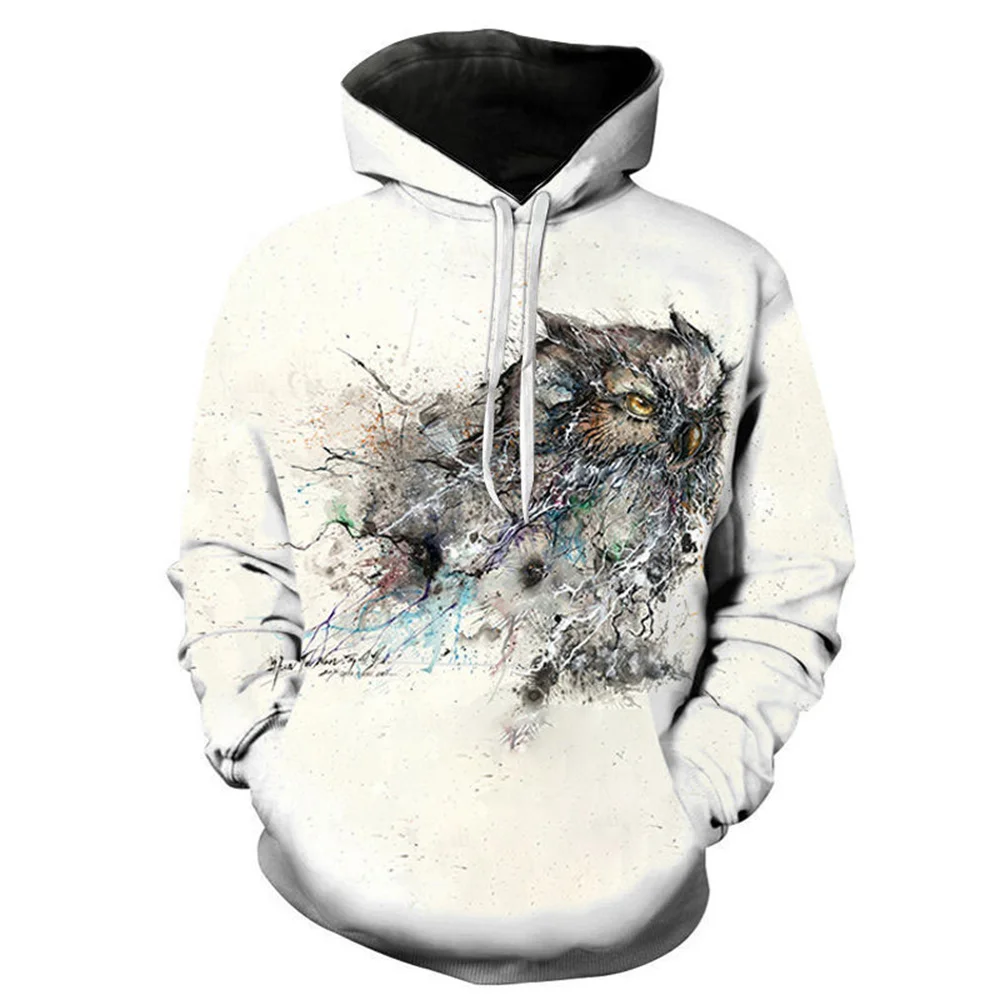 

2022 Autumn New Fashion Cool Owl 3d Digital Printing Men's Hooded Pullover Casual Long Sleeve Hip Hop Streetwear Clothes