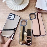 ins solid color vanity mirror phone cases for iphone 13 12 11 pro max xr xs max 8 x 7 se 2020 couple shockproof soft case