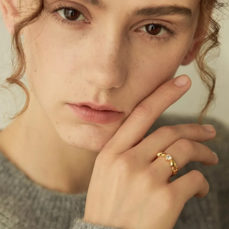 

New European and American S925 Silver PlatedIns Style Heart shaped Pairing Ring Fashion Jewelry Romantic Series