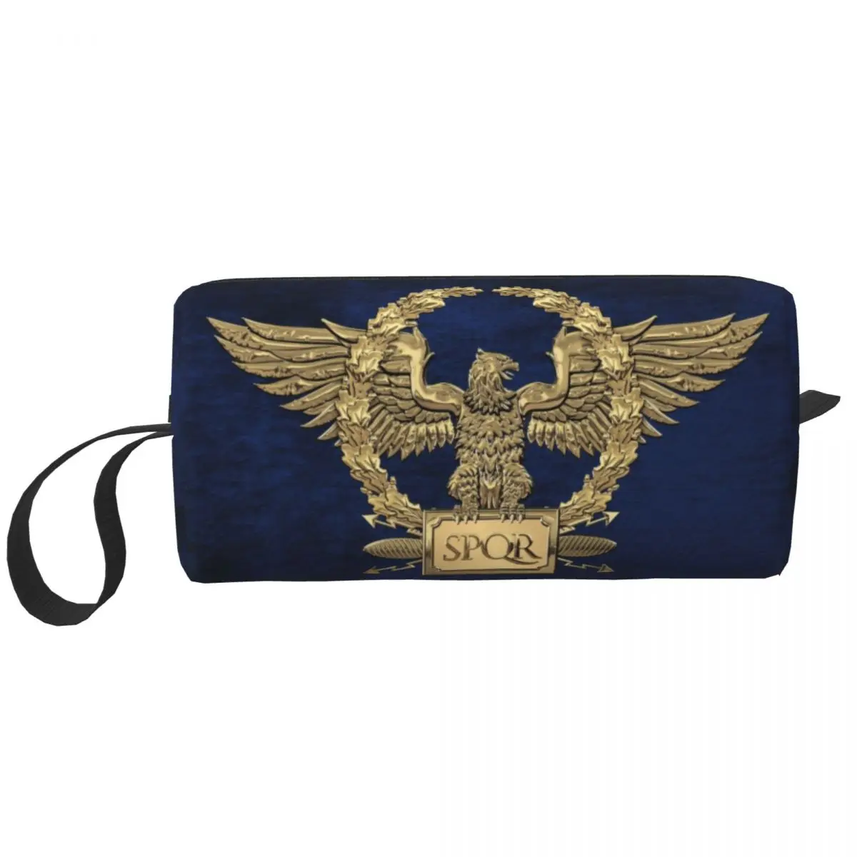 

Gold Roman Imperial Eagle SPQR Logo Cosmetic Bag Women Large Capacity Makeup Case Beauty Storage Toiletry Bags Dopp Kit Case Box