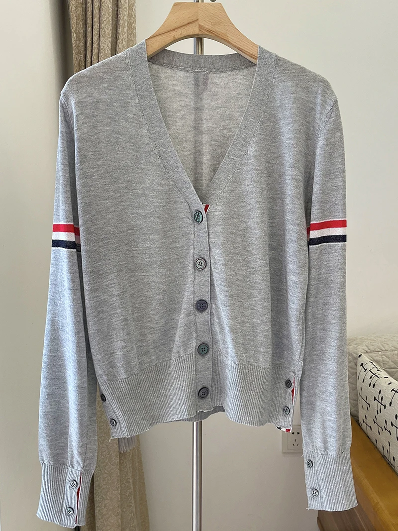 

TB2023 Summer Thin Knit Cardigan Women's Ultra Thin Sun Protection Shirt Air Conditioning Shirt British Loose Ice Silk