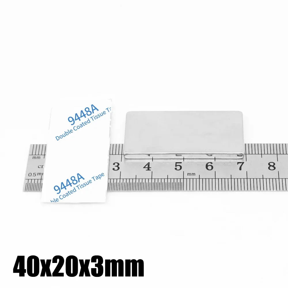 Блок-поисковый магнит 40x20x3 мм с самоклеящимся 3 м 40*20*3 квадратный сильный