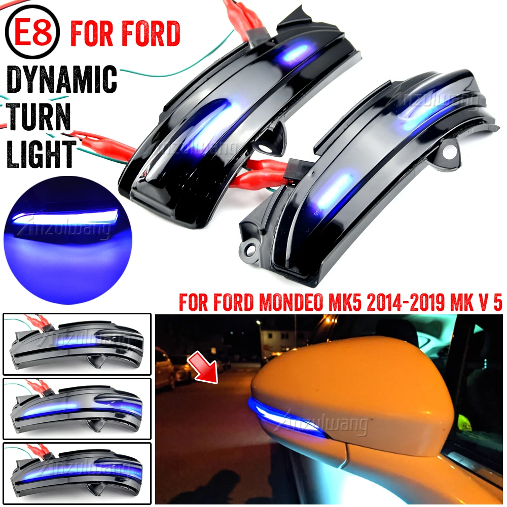 

2x For Ford Mondeo MK5 2015-2019 MK V CD CE CF Dynamic Blinker LED Turn Signal Light Rearview Side Mirror Sequential Indicator