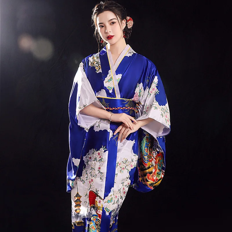 Кимоно женское атласное с Оби пикантный вечерний наряд в национальном стиле