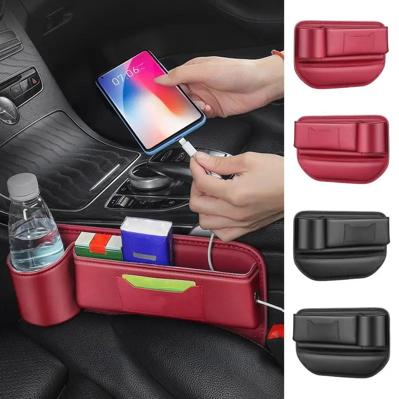 

Universal Car Seat Crevice Storage Box Durable Leather Armrest Center Console Organizer Multifunction Storage Box For SUV Trucks